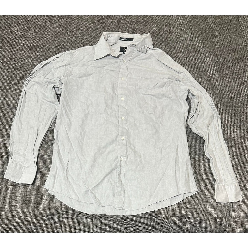 Calvin‎ Klein Men's 16 34/35 Gray Long Sleeve Shirt